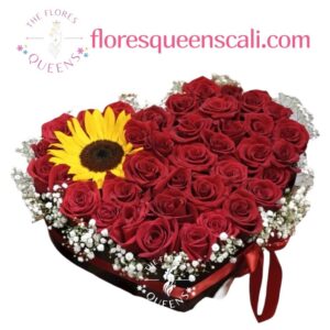 CAJA DE ROSAS Y GIRASOL  16 - FLORISTERIAS EN CALI